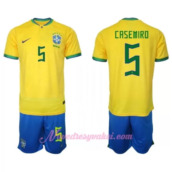 Fotbalové Dresy Brazílie Casemiro 5 Dětské Domácí MS 2022