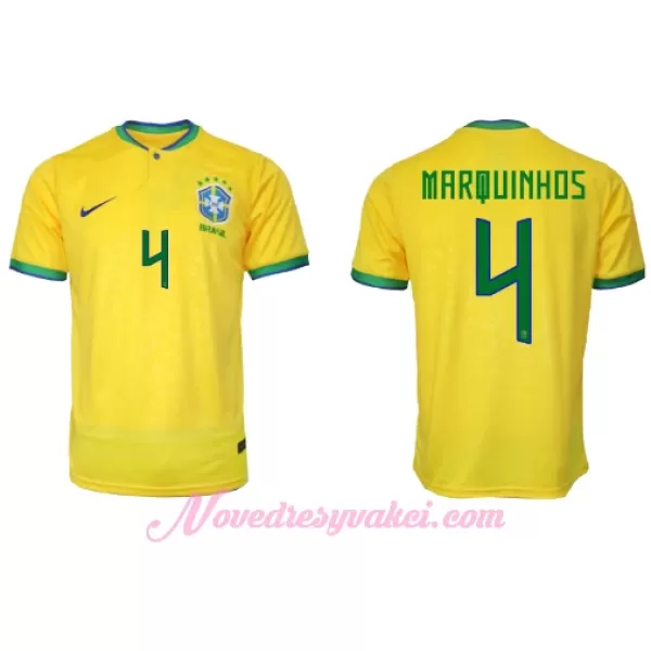 Fotbalové Dresy Brazílie Marquinhos 4 Domácí MS 2022