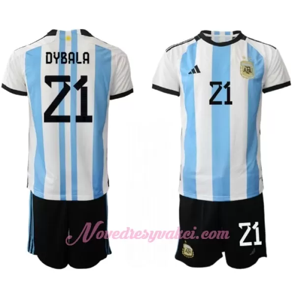 Fotbalové Dresy Argentina Paulo Dybala 21 Dětské Domácí MS 2022
