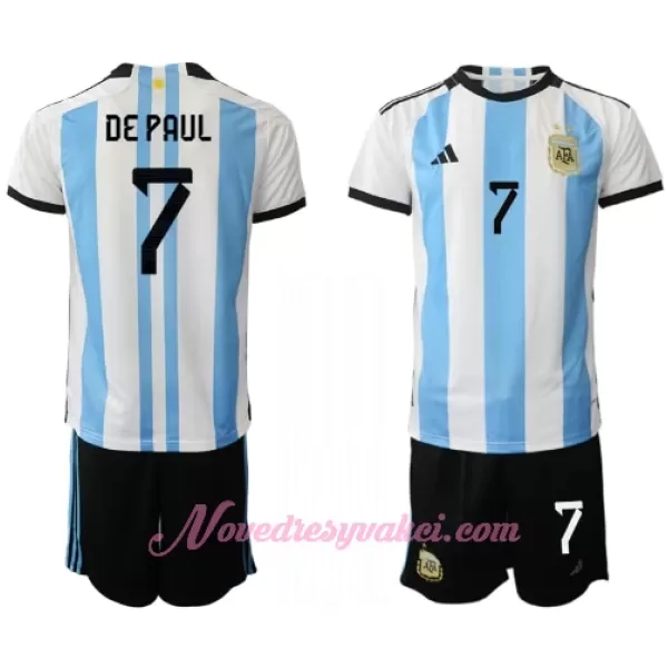 Fotbalové Dresy Argentina Rodrigo de Paul 7 Dětské Domácí MS 2022