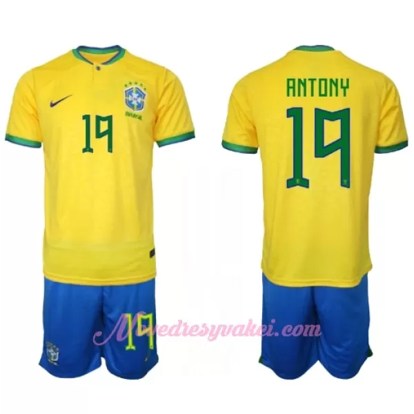 Fotbalové Dresy Brazílie Antony Santos 19 Dětské Domácí MS 2022