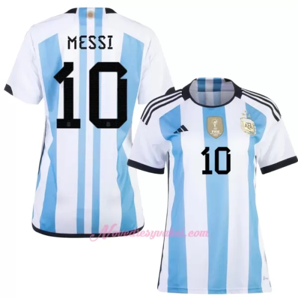 Fotbalové Dresy Argentina 3 Star Lionel Messi 10 Dámské MS 2022