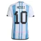 Fotbalové Dresy Argentina 3 Star Lionel Messi 10 Dětské Domácí MS 2022
