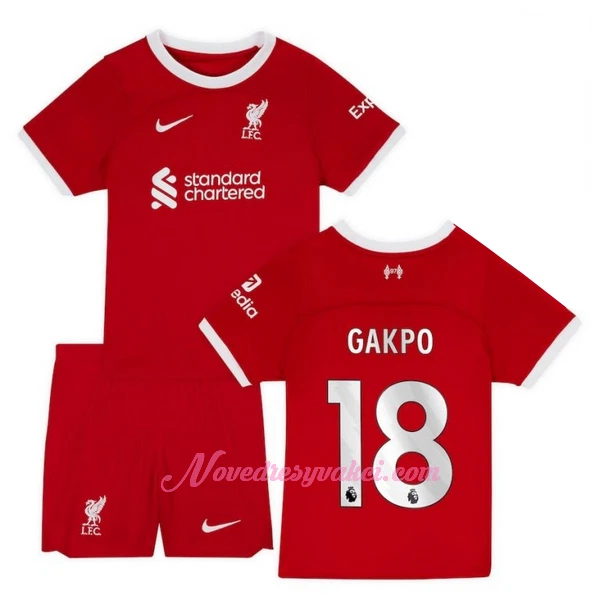 Fotbalové Dresy Liverpool FC Cody Gakpo 18 Dětské Domácí 2023-24