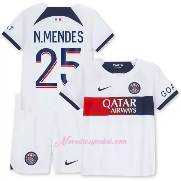 Fotbalové Dresy Paris Saint-Germain N.Mendes 25 Dětské Venkovní 2023-24