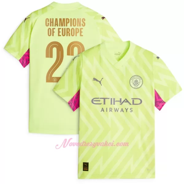 Brankářské Fotbalové Dresy Manchester City Champions of Europe Alternativní 2023-24