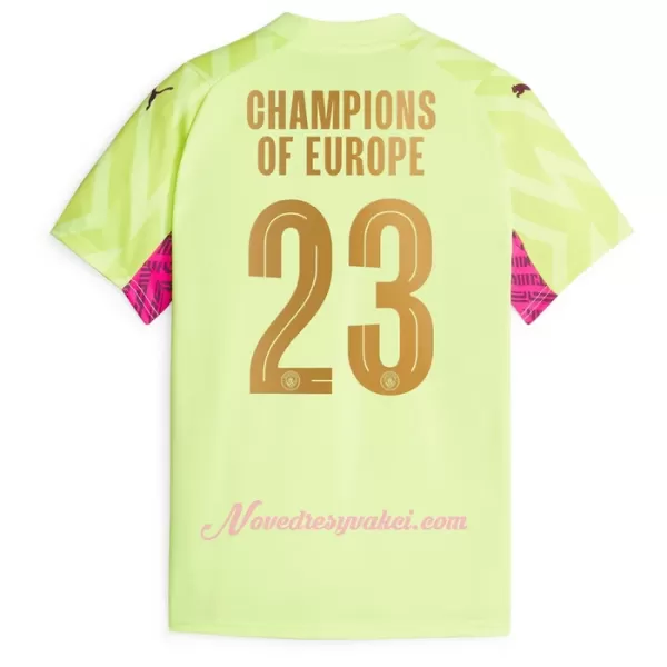 Brankářské Fotbalové Dresy Manchester City Champions of Europe Alternativní 2023-24