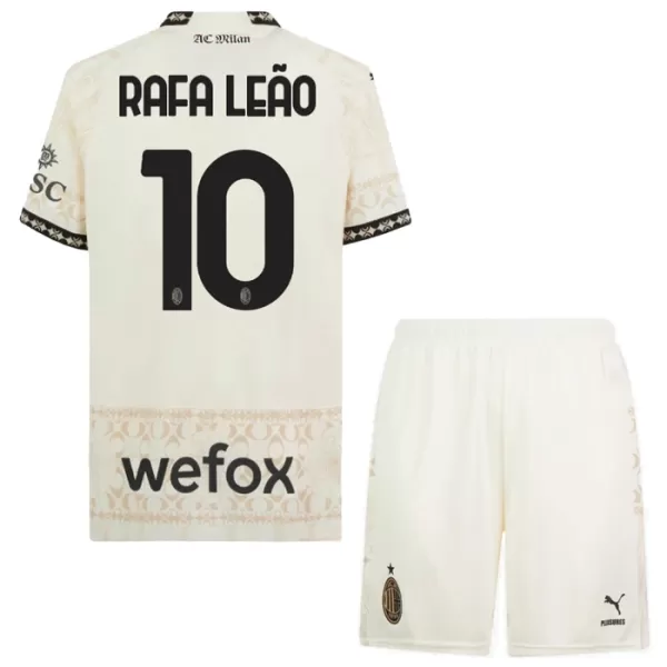 Fotbalové Dresy AC Milán Rafael Leão 10 Dětské Čtvrtý 2023-24 Bílá