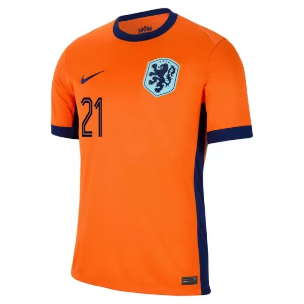Fotbalové Dresy Nizozemsko Frenkie de Jong 21 Dětské Domácí ME 2024