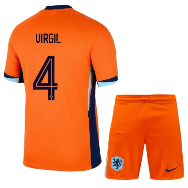 Fotbalové Dresy Nizozemsko Virgil van Dijk 4 Dětské Domácí ME 2024