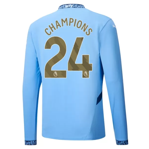 Fotbalové Dresy Manchester City Champions 24 Domácí 2024-25 Dlouhý Rukáv