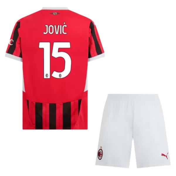 Fotbalové Dresy AC Milán Jovic 15 Dětské Domácí 2024-25